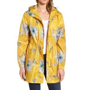 NWOT Joules Right By Rain Floral Yellow Rain Jacket Women's 8US